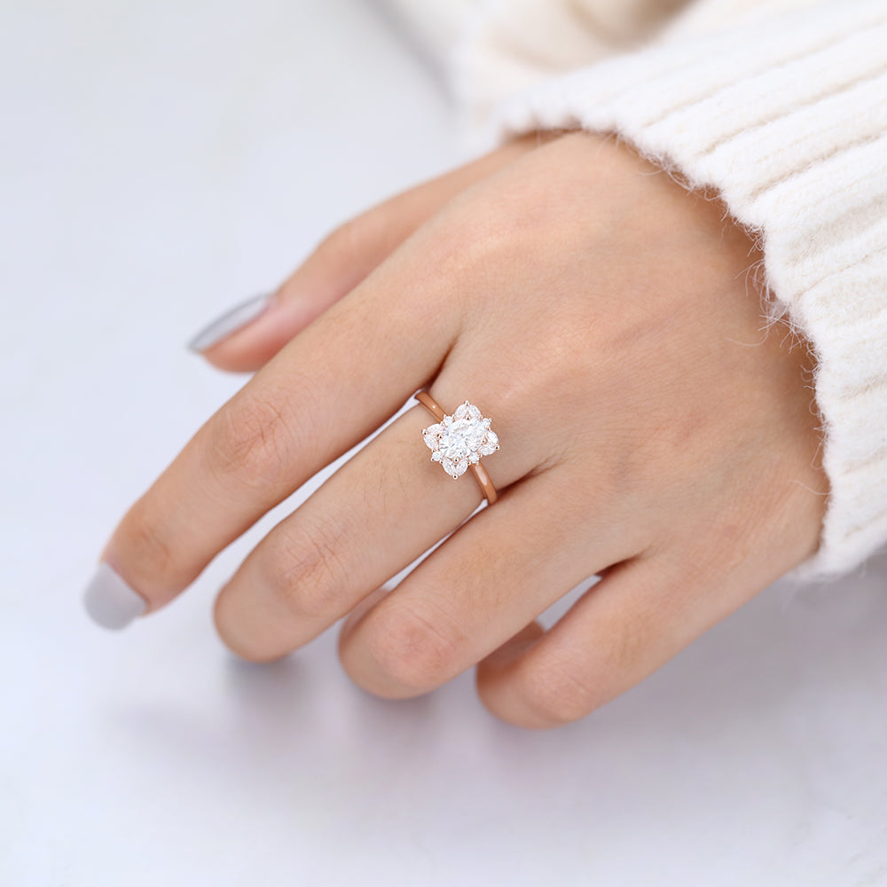 Oval Cluster Lab-Grown Diamond Engagement Ring