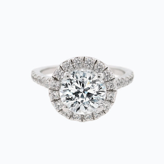 Round Halo & Pave Lab Grown Diamond Engagement Ring