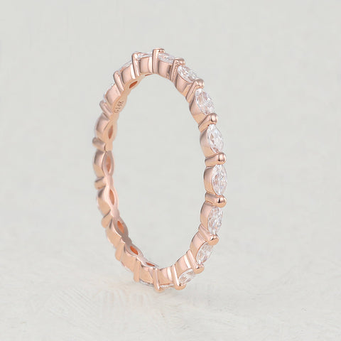1.44 CT Marquise Shaped Moissanite Full Eternity Wedding Band 2 1.44 CT Marquise Shaped Moissanite Full Eternity Wedding Band 2