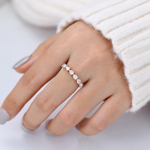 1.40 CT Pear Shaped Moissanite Half Eternity Wedding Band 1 1.40 CT Pear Shaped Moissanite Half Eternity Wedding Band 1