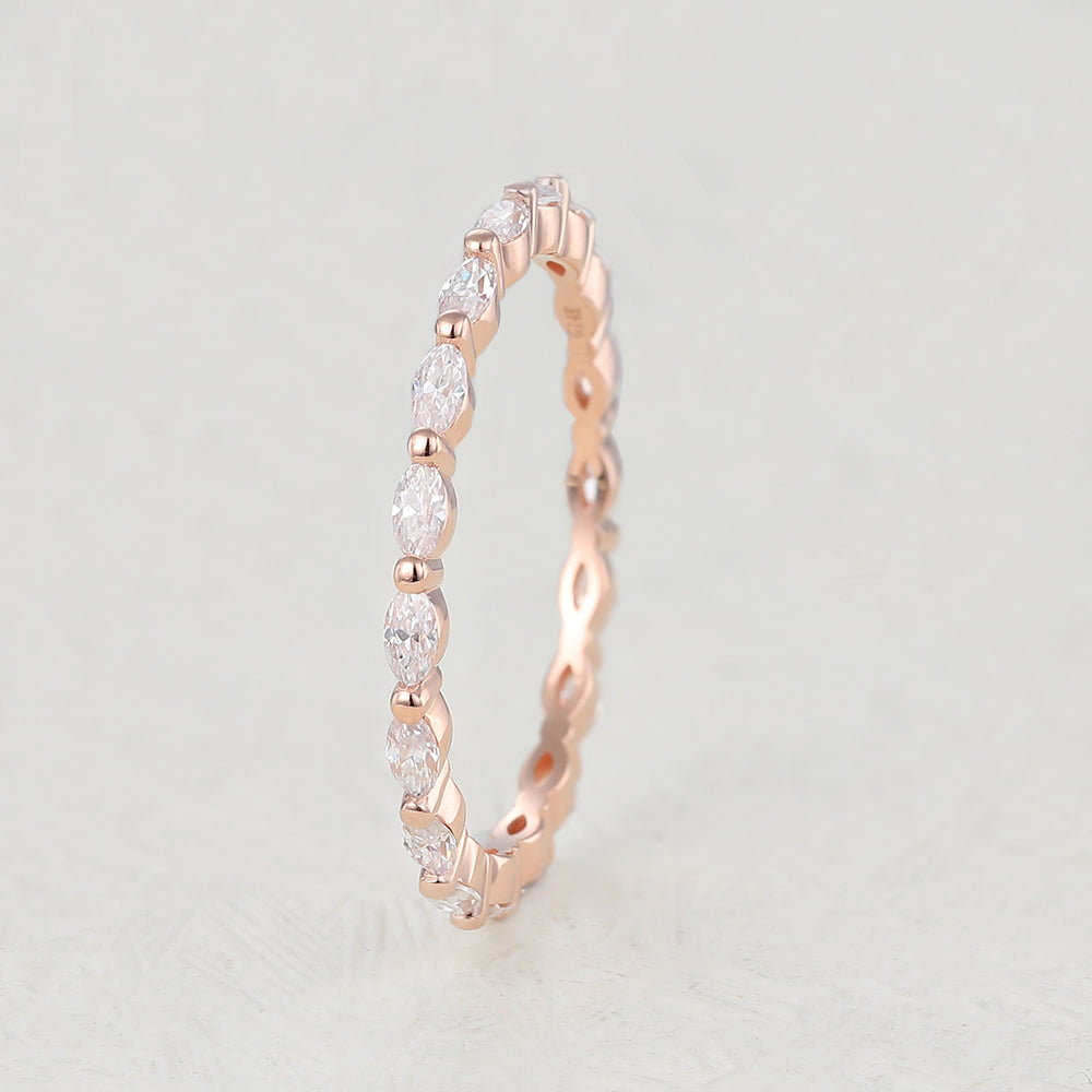 1.44 CT Marquise Shaped Moissanite Full Eternity Wedding Band 3 1.44 CT Marquise Shaped Moissanite Full Eternity Wedding Band 3