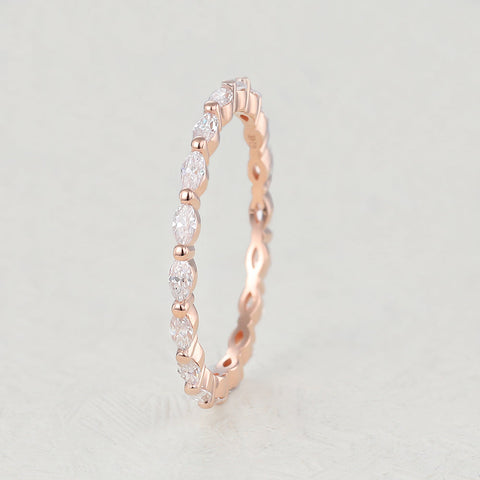 1.44 CT Marquise Shaped Moissanite Full Eternity Wedding Band 3 1.44 CT Marquise Shaped Moissanite Full Eternity Wedding Band 3