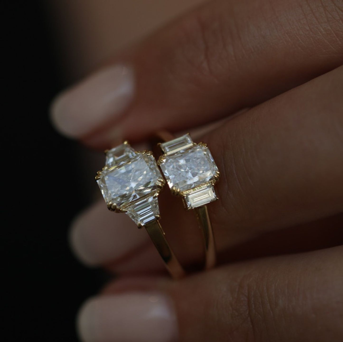 1.50 CT Radiant Three Stones Lab Grown Diamond Diamond Engagement Ring