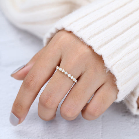 1.22 CT Round Shaped Moissanite Full Eternity Wedding Band 5 1.22 CT Round Shaped Moissanite Full Eternity Wedding Band 5