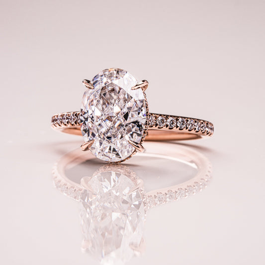 Oval Pave Moissanite Engagement Ring