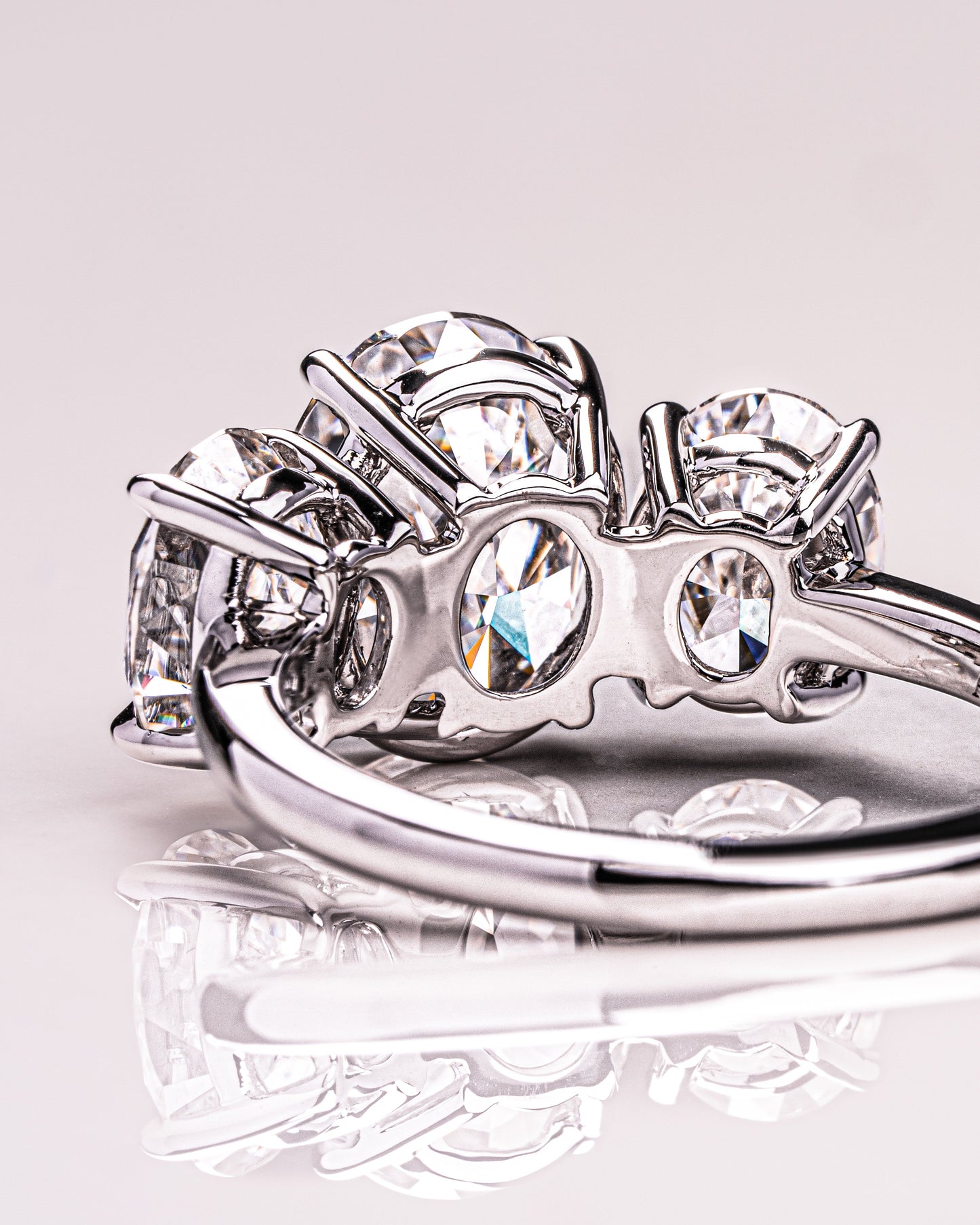 3.0 CT Oval Cut Three Stone Lab Grown Diamond Engagement Ring