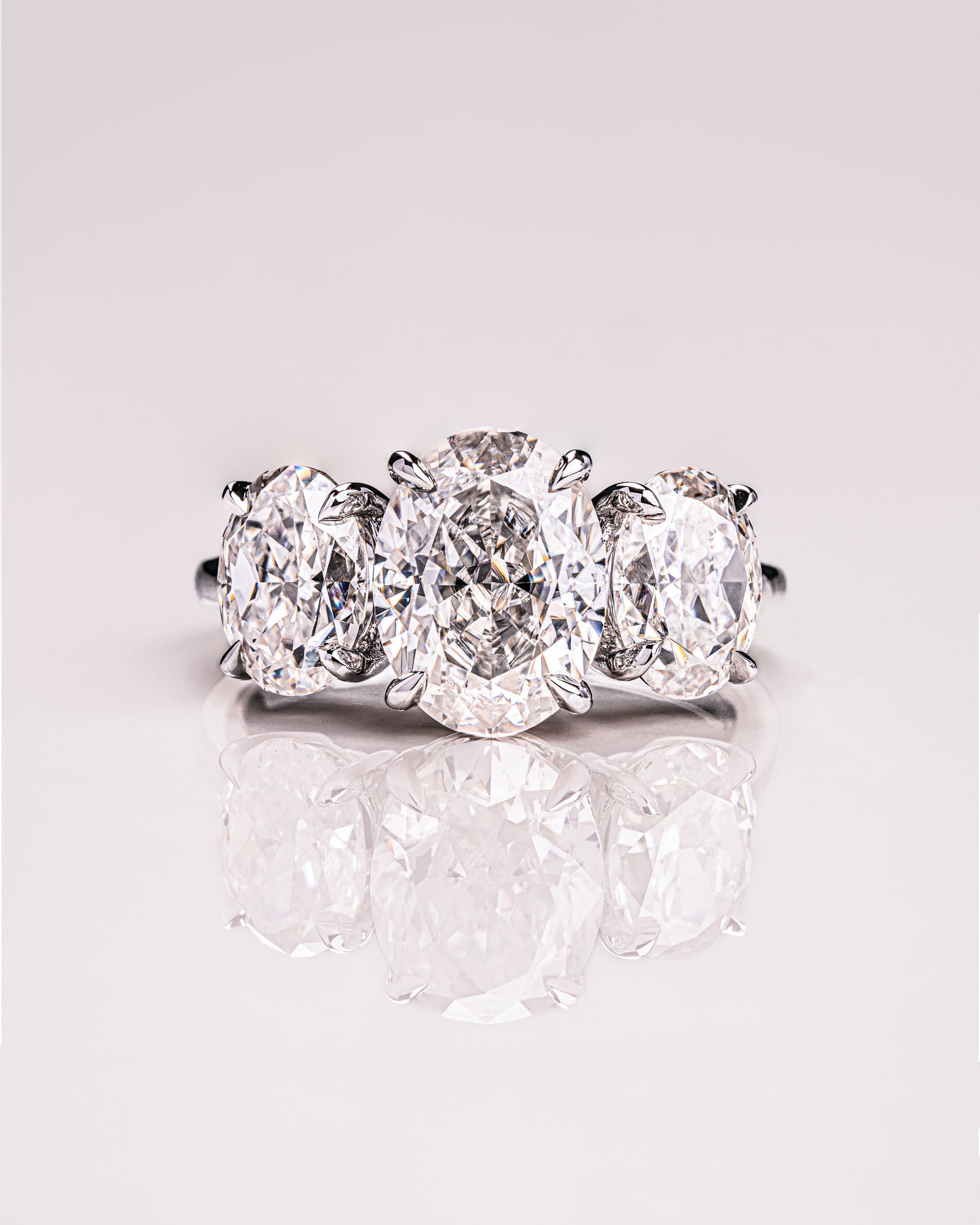 3.0 CT Oval Cut Three Stone Lab Grown Diamond Engagement Ring