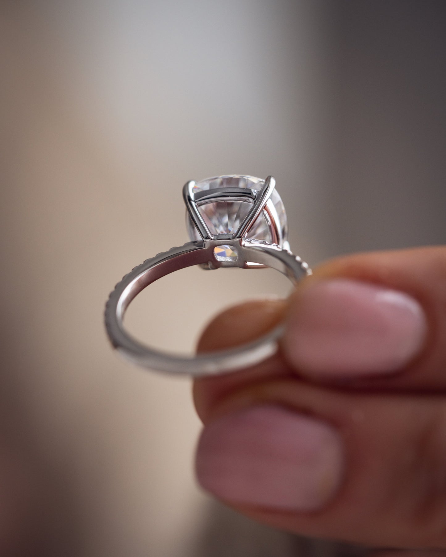 4.18 CT Cushion Cut Pave Setting Lab Grown Diamond Engagement Ring