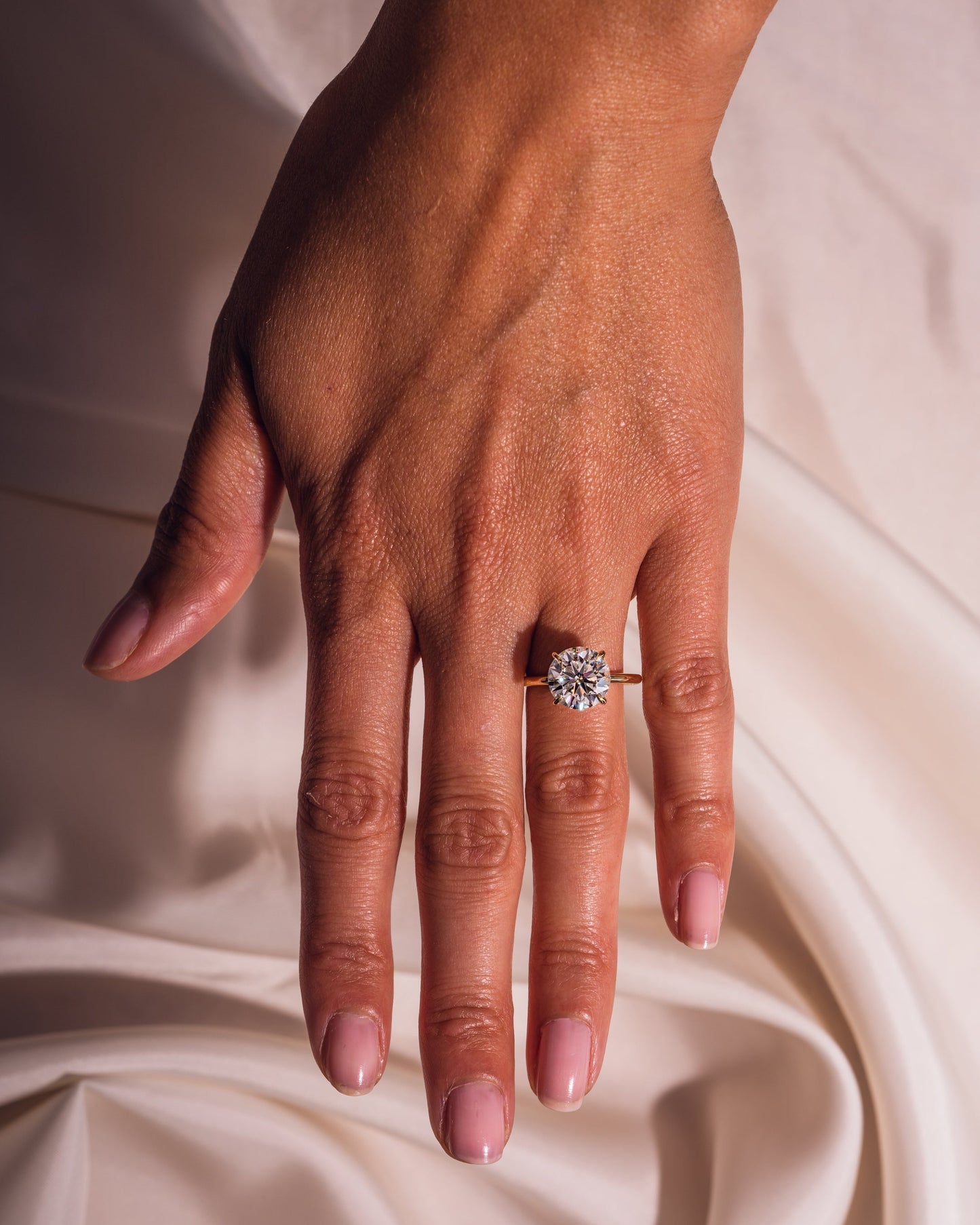 3.08 CT Round Cut Solitaire Hidden Halo Setting Lab Grown Diamond Engagement Ring