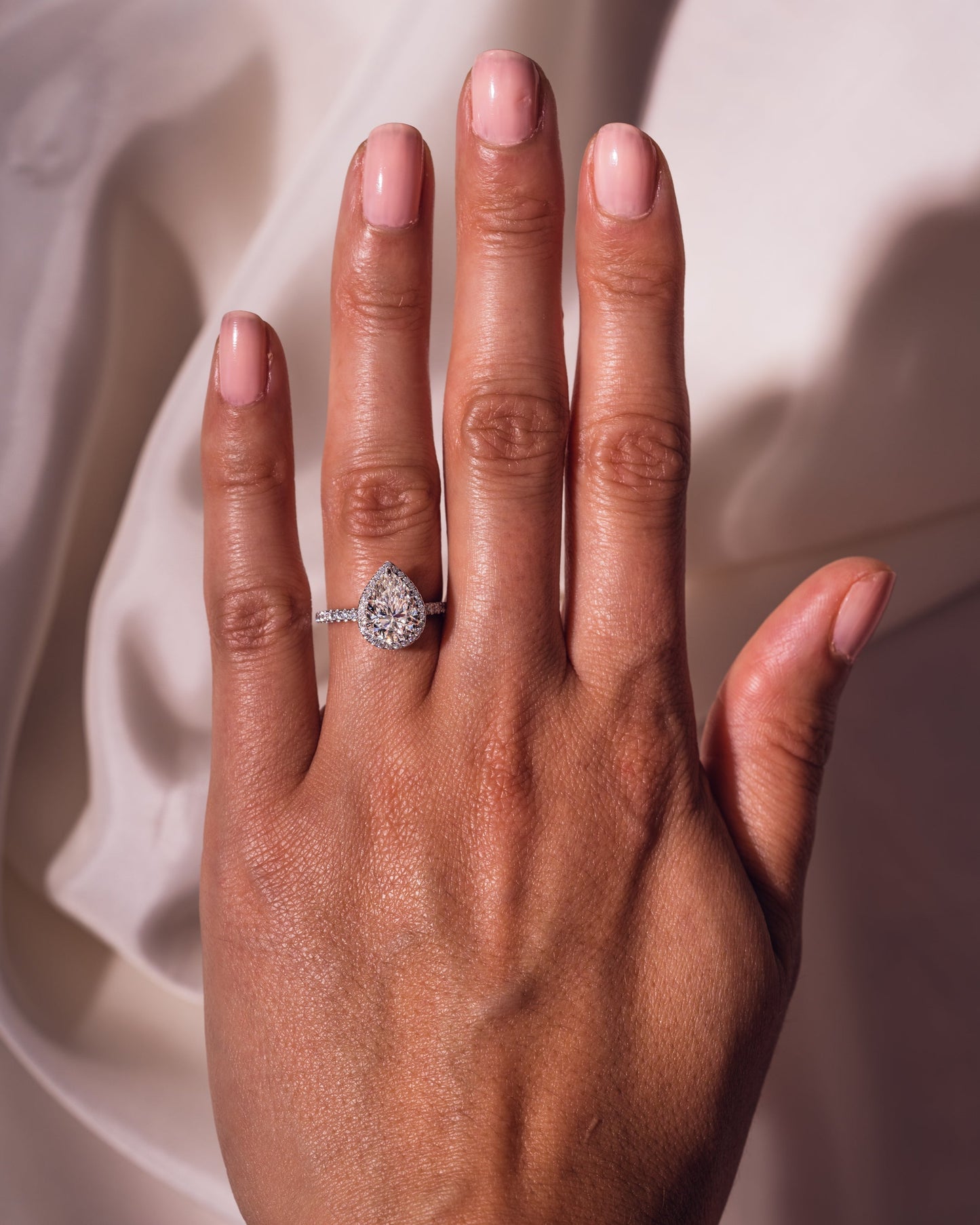 1.93 CT Pear Halo Pave Lab Grown Diamond Engagement Ring