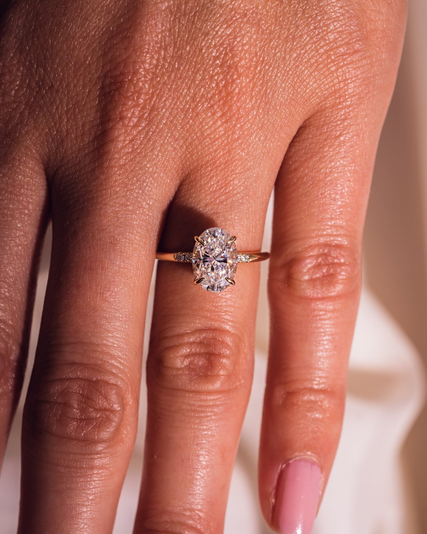 2.72 CT Oval Cut Hidden Halo Setting Lab Grown Diamond Engagement Ring