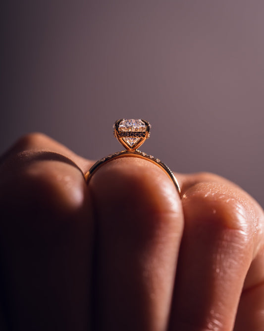 2.72 CT Oval Cut Hidden Halo Setting Lab Grown Diamond Engagement Ring