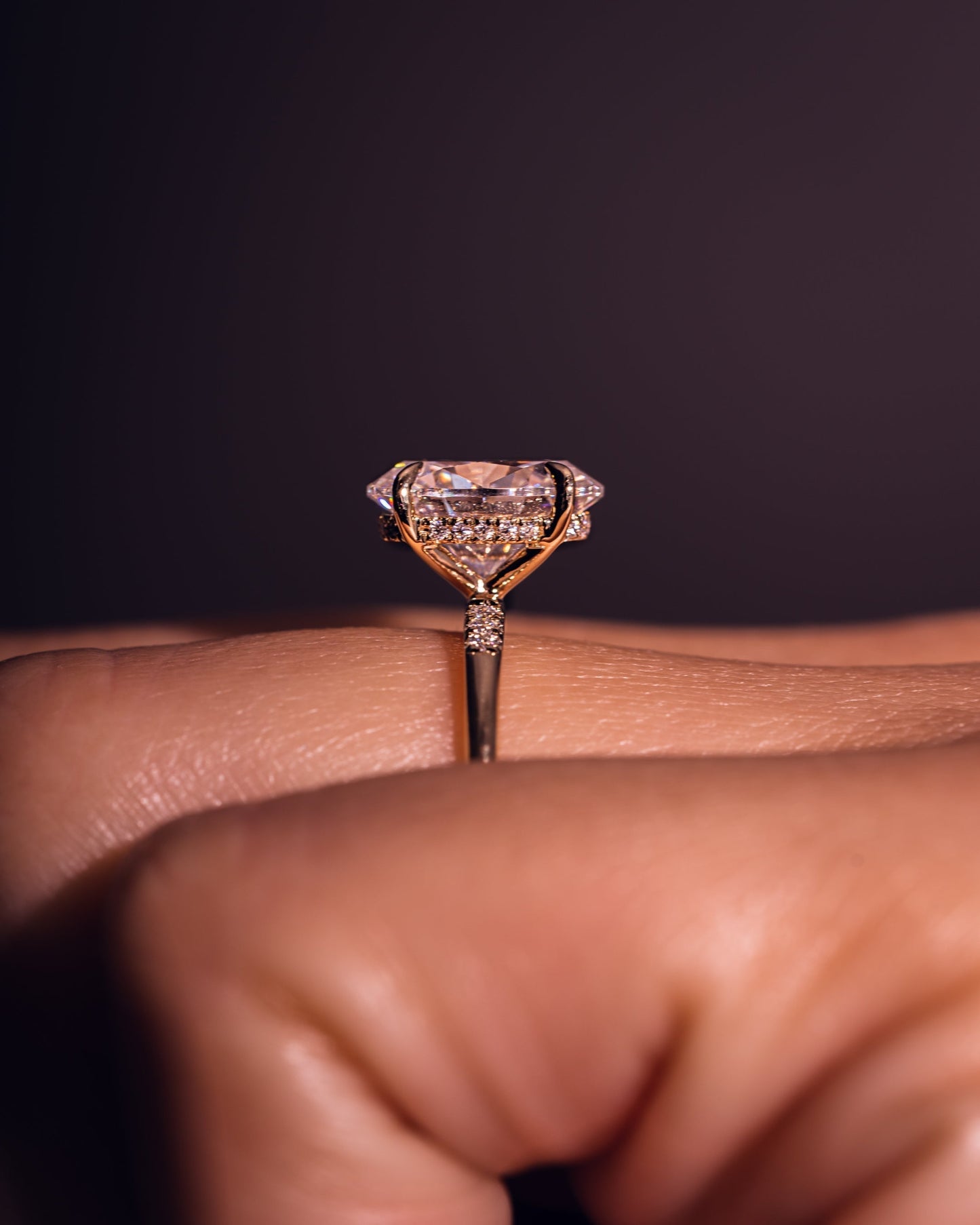 2.72 CT Oval Cut Hidden Halo Setting Lab Grown Diamond Engagement Ring