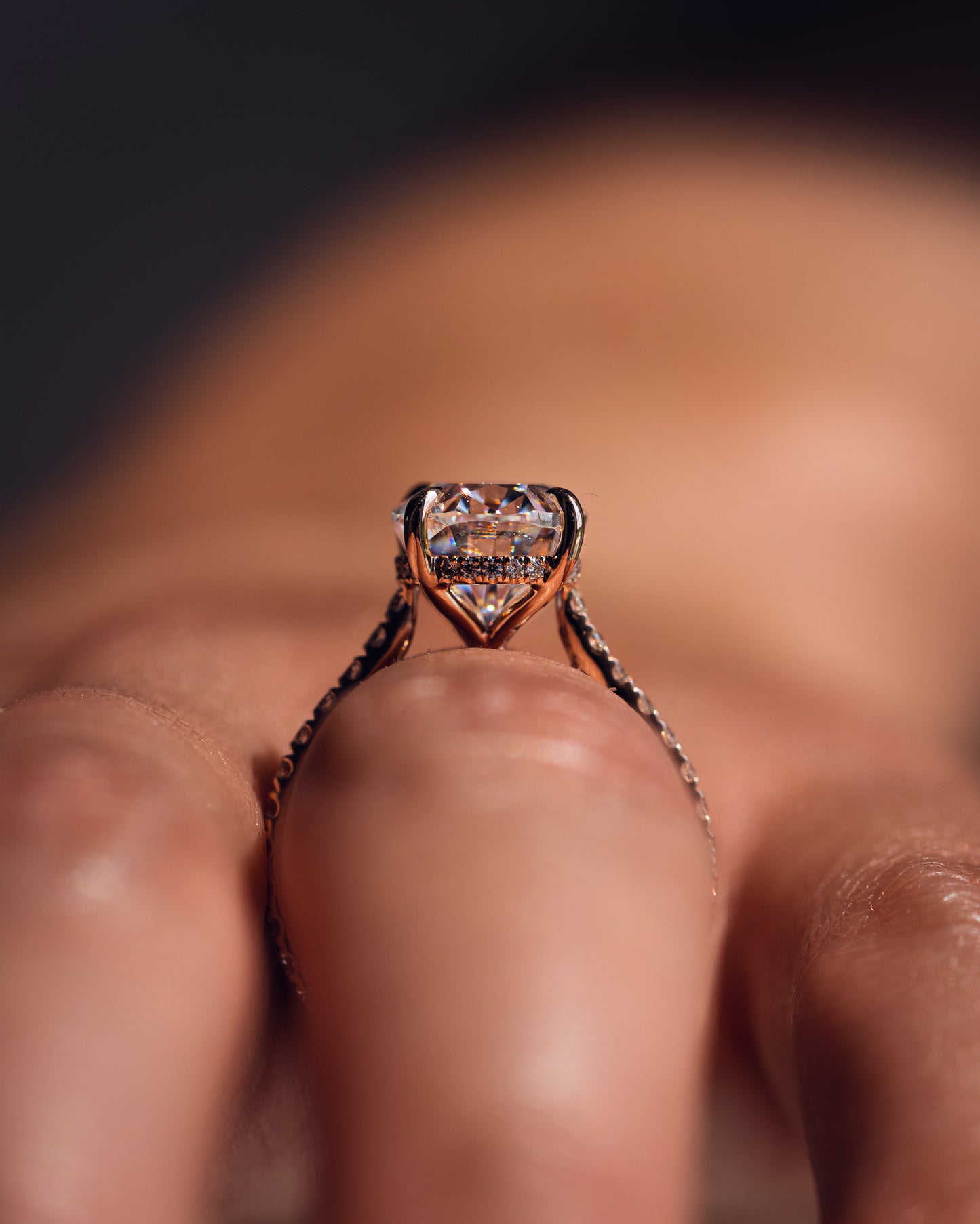 2.72 CT Oval Cut Hidden Halo & Pave Setting Lab Grown Diamond Engagement Ring