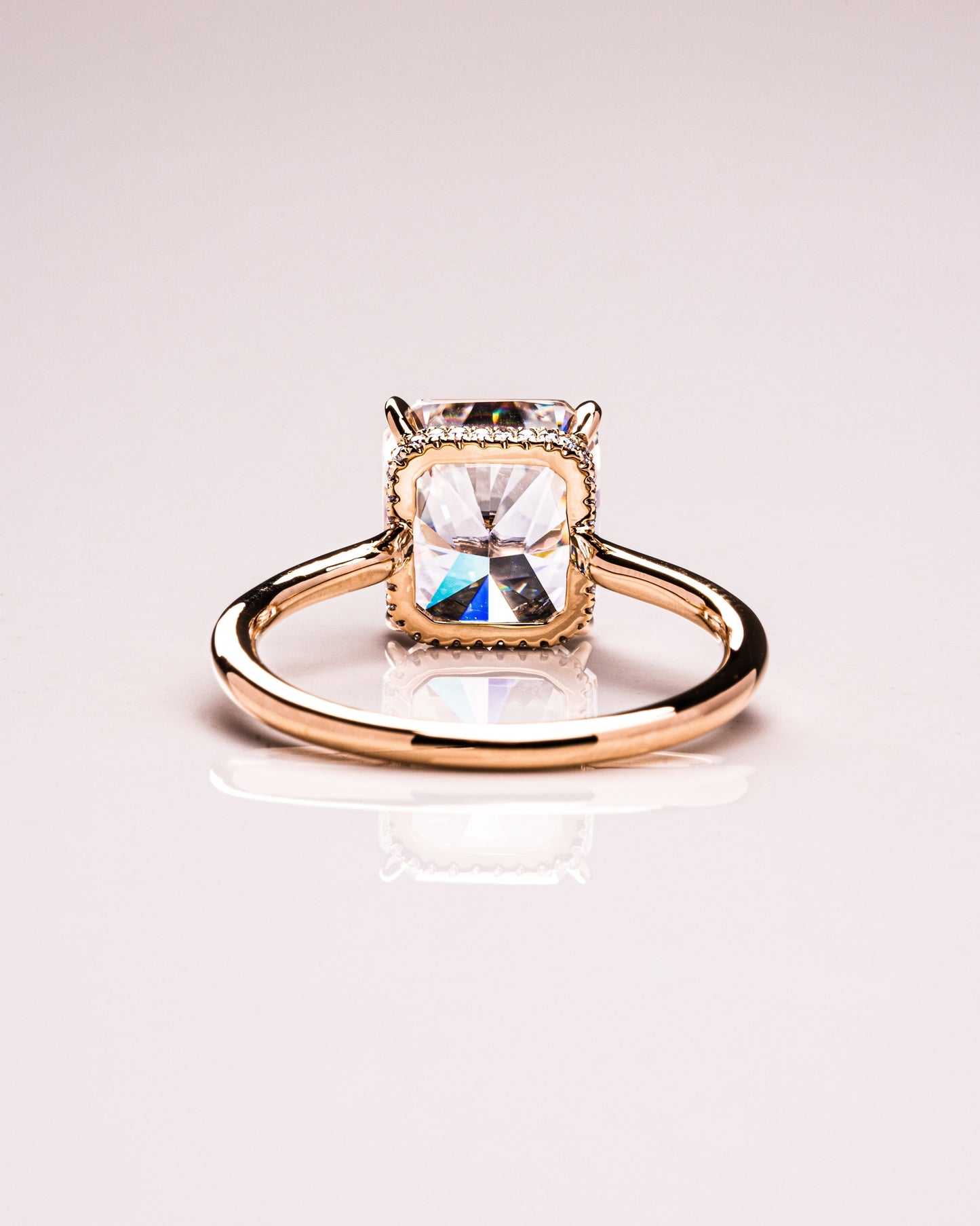 3.51 CT Radiant Cut Solitaire Hidden Halo Setting Lab Grown Diamond Engagement Ring