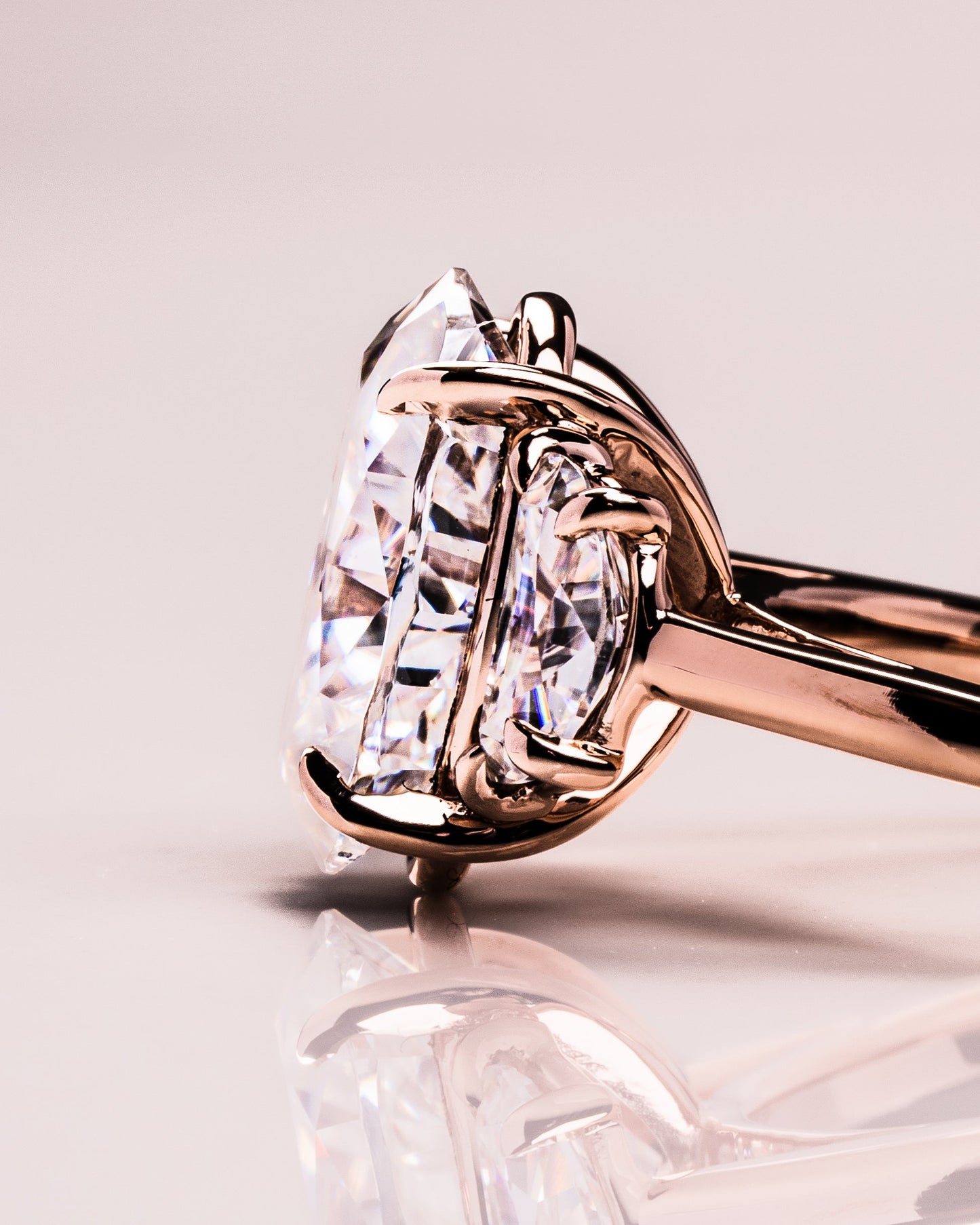 3.0 CT Oval Three Stone Lab Grown Diamond Engagement Ring