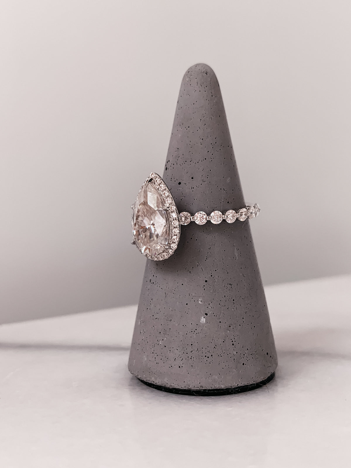 1.93 CT Pear Cut Halo Lab Grown Diamond Engagement Ring With Pave Setting