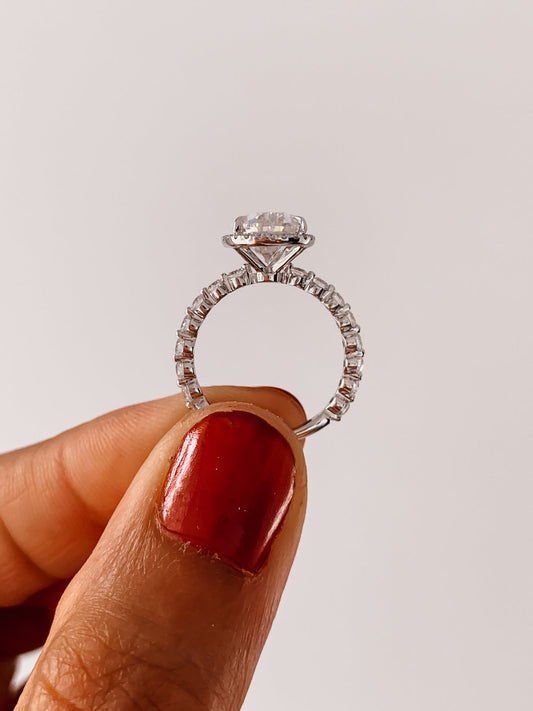 1.93 CT Pear Cut Halo Lab Grown Diamond Engagement Ring With Pave Setting