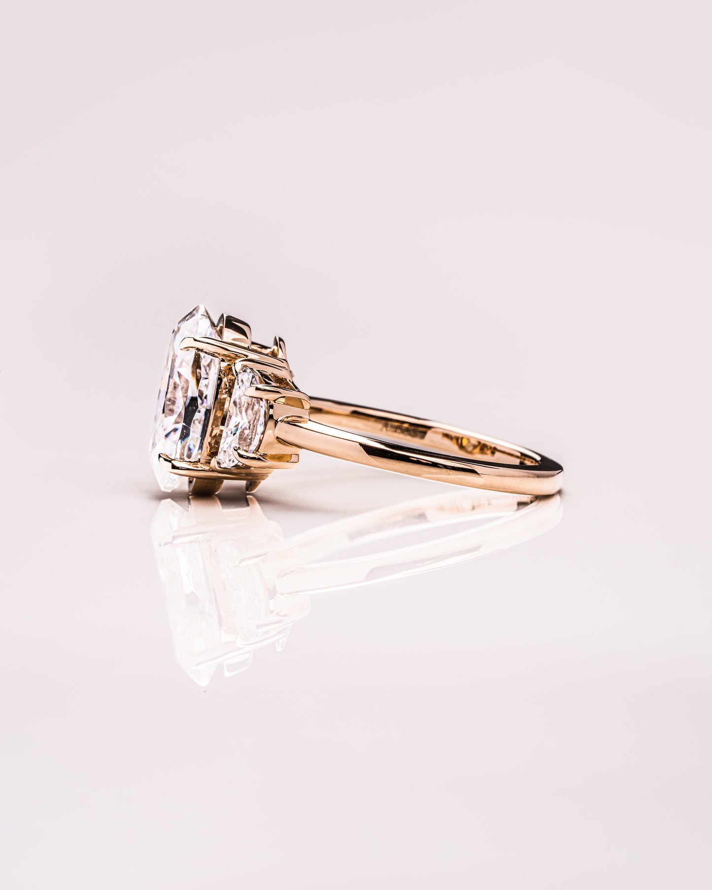 4.0 CT Oval Cut Three Stone Lab Grown Diamond Engagement Ring