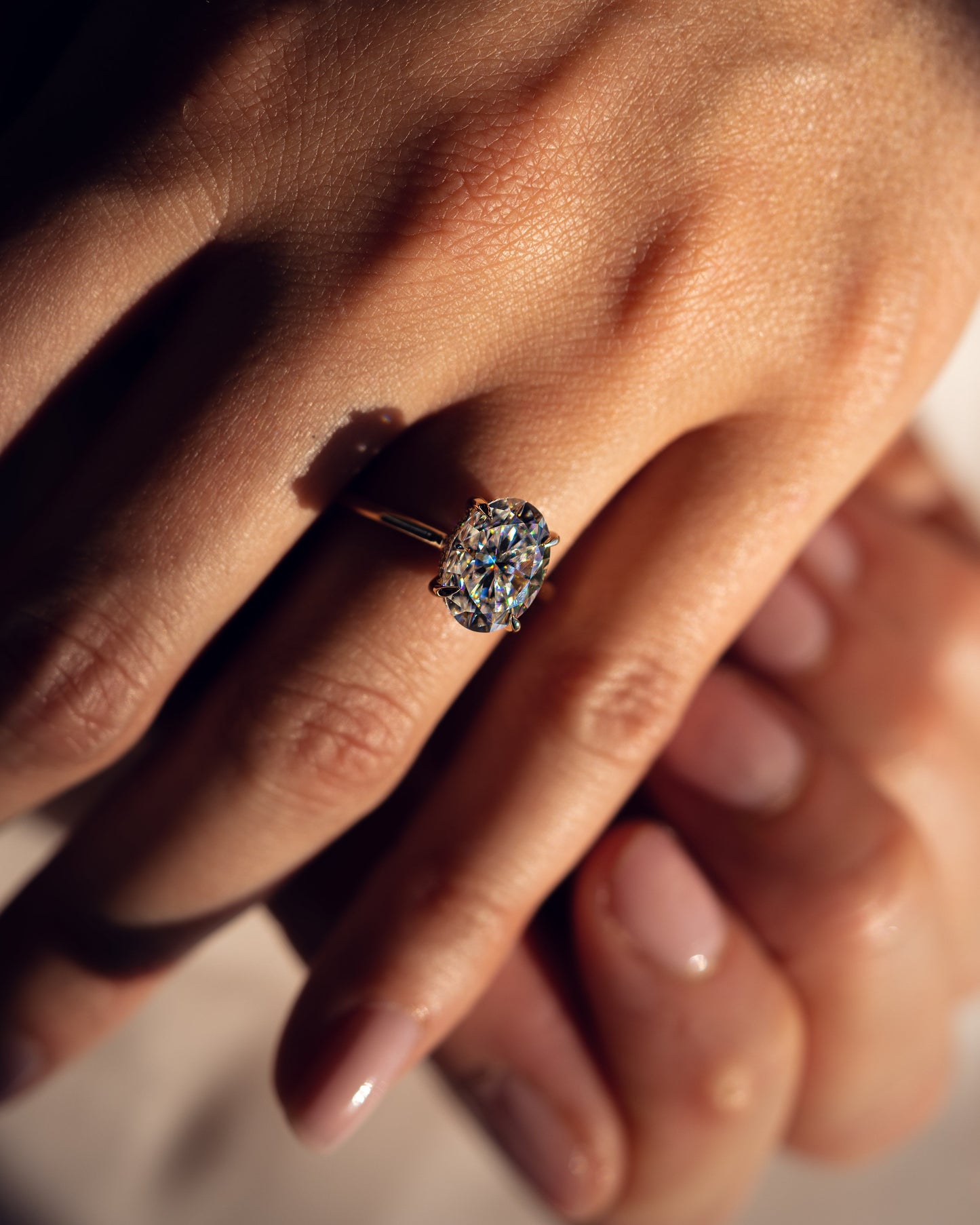 2.72 CT Oval Cut Hidden Halo Setting Lab Grown Diamond Engagement Ring