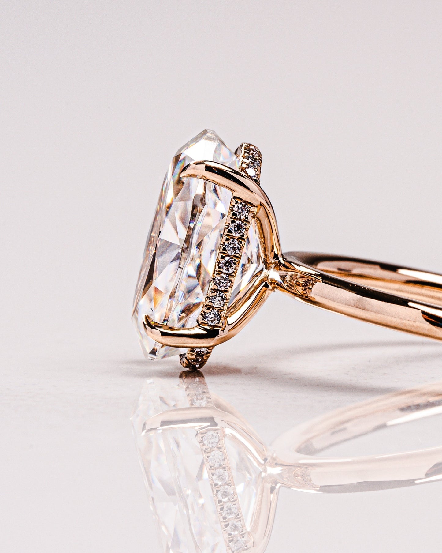 4.0 CT Oval Cut Solitaire Lab Grown Diamond Engagement Ring With Hidden Halo Setting