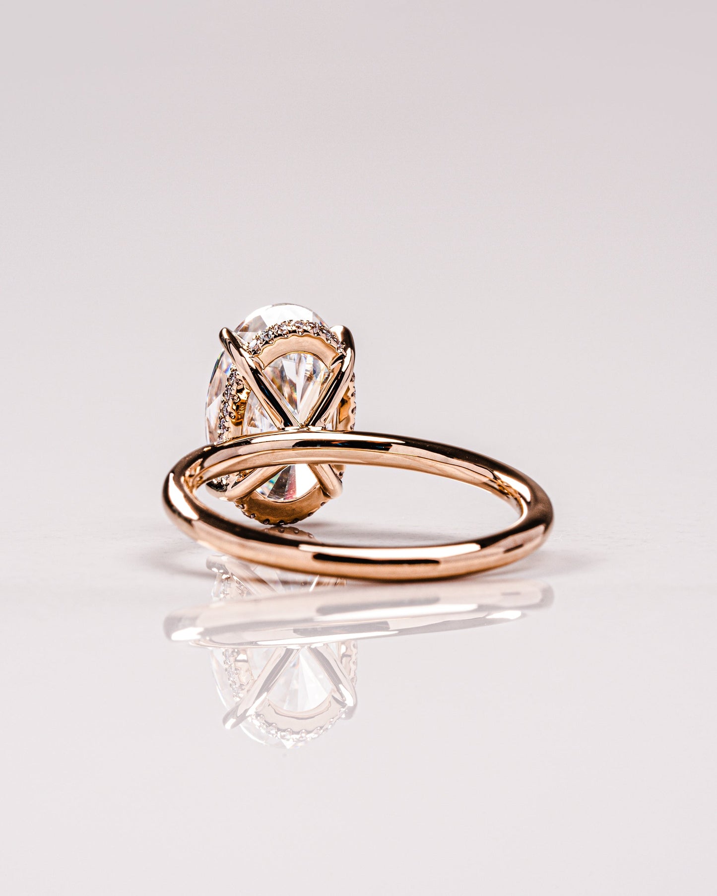 4.0 CT Oval Cut Solitaire Lab Grown Diamond Engagement Ring With Hidden Halo Setting