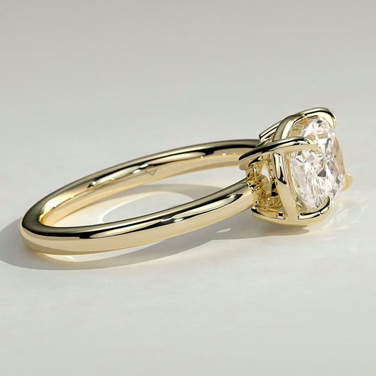 Elongated Cushion Bezel Solitaire Lab Grown Diamond Engagement Ring