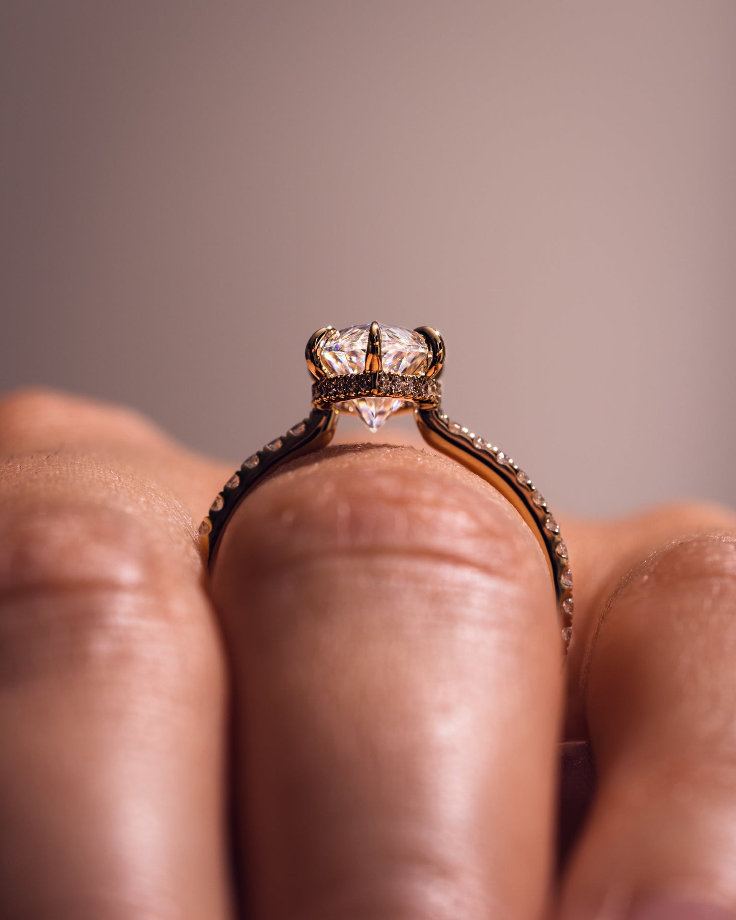 1.98 CT Marquise Solitaire Lab Grown Diamond Engagement Ring With Hidden Halo/Pave Setting