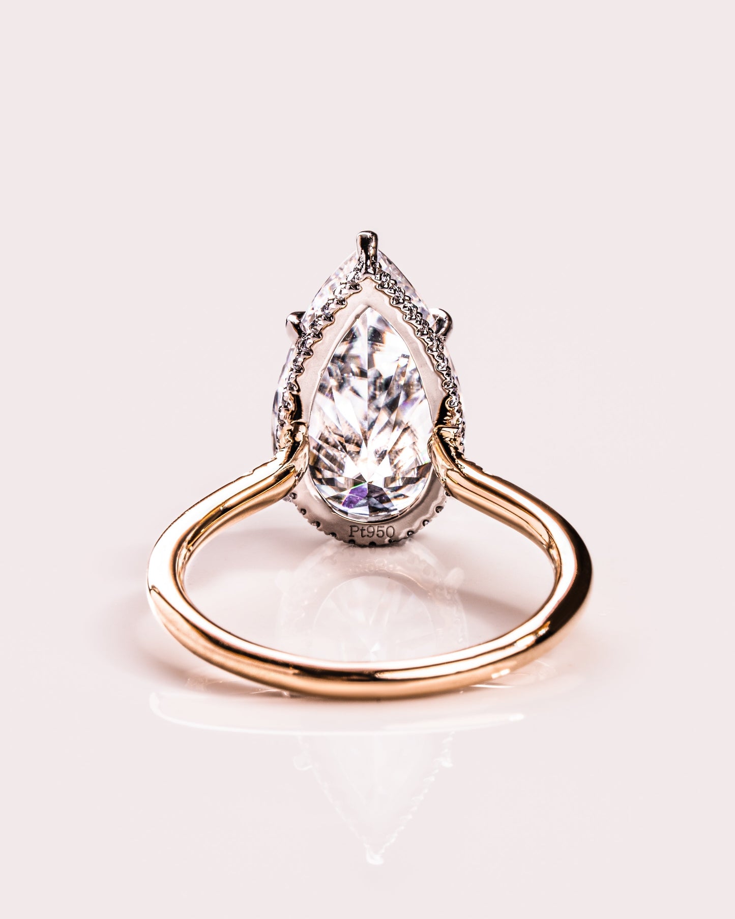 3.09 CT Pear Cut Lab Grown Diamond Engagement Ring With Hidden Halo Setting
