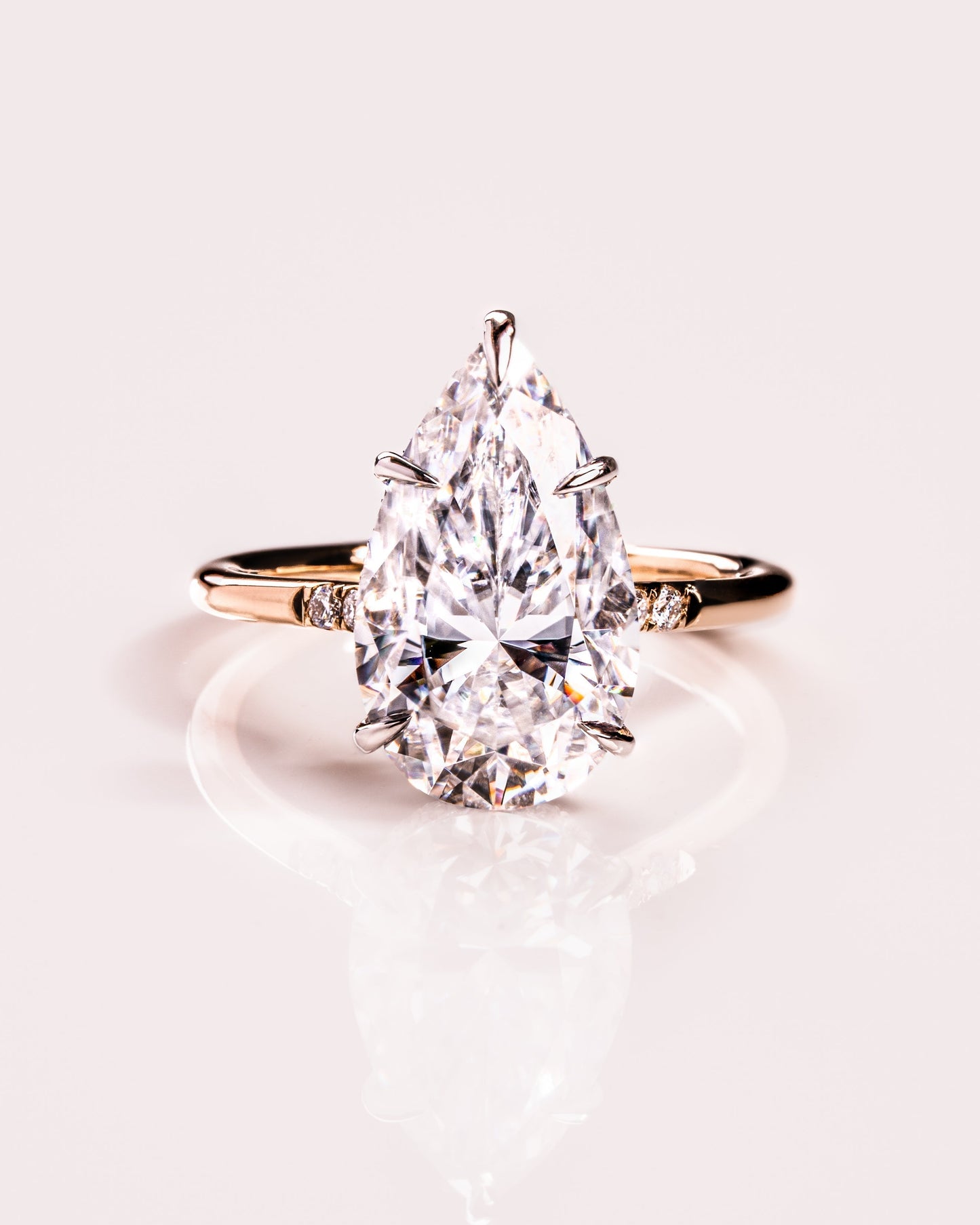 3.09 CT Pear Cut Lab Grown Diamond Engagement Ring With Hidden Halo Setting