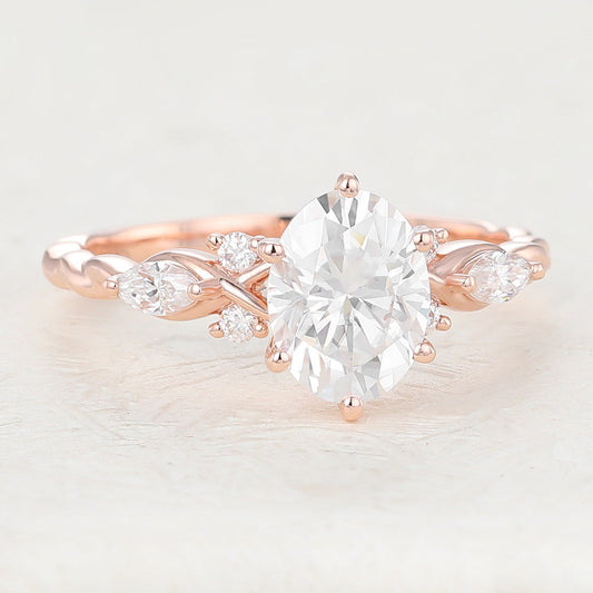 Oval Cluster Lab-Grown Diamond Engagement Ring