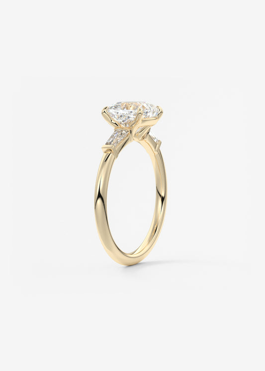 Cushion Three Stone Lab Grown Diamond Engagement Ring