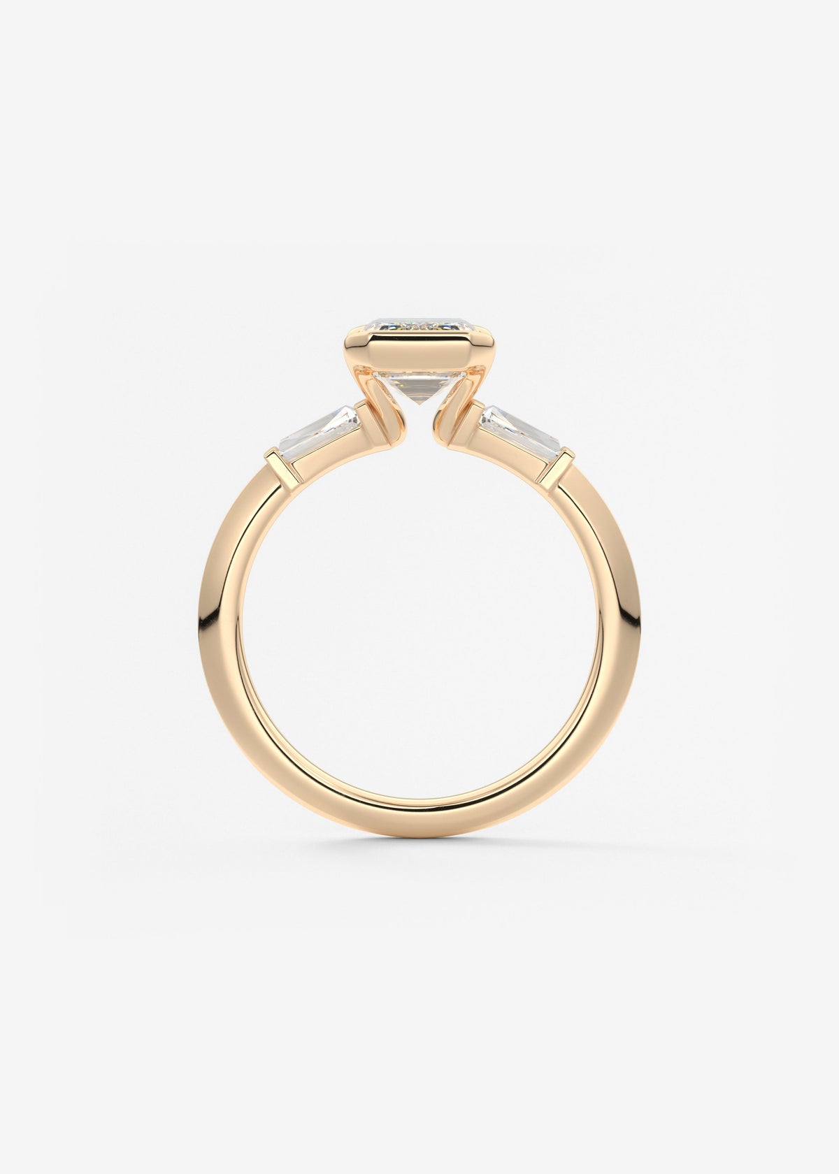 Emerald Three Stone Lab Grown Diamond Engagement Ring