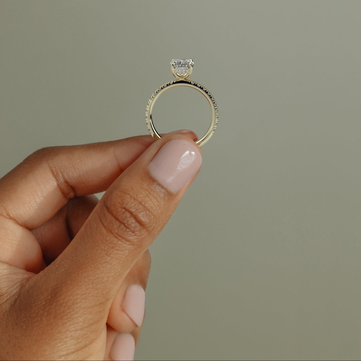Elongated Cushion Pave Lab Grown Diamond Engagement Ring