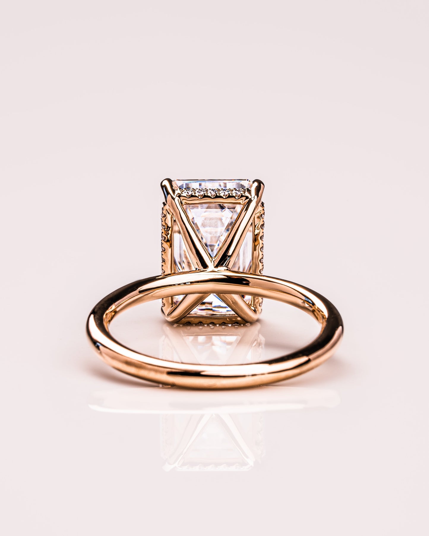 8.0 CT Emerald Cut Hidden Halo Lab Grown Diamond Engagement Ring