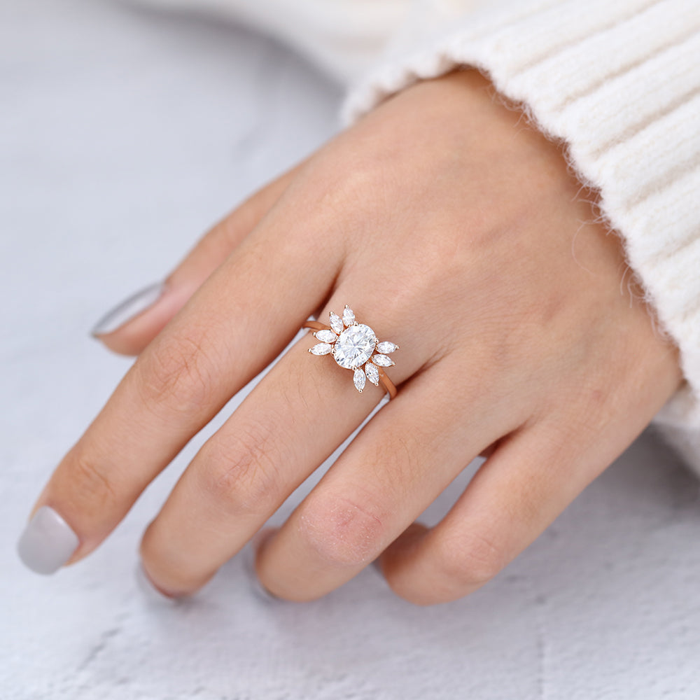 Oval Cluster Lab-Grown Diamond Engagement Ring