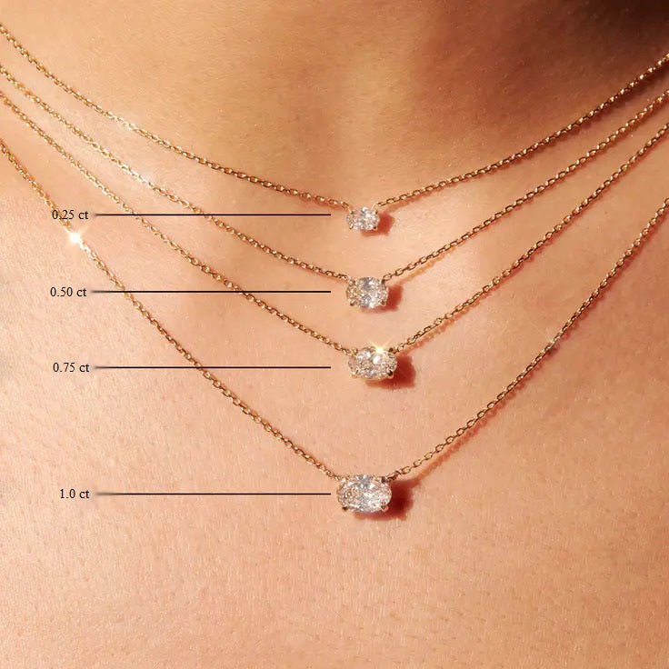 0.25-1.0ct Oval Cut Solitaire Moissanite Diamond Necklace 1 0.25-1.0ct Oval Cut Solitaire Moissanite Diamond Necklace 1