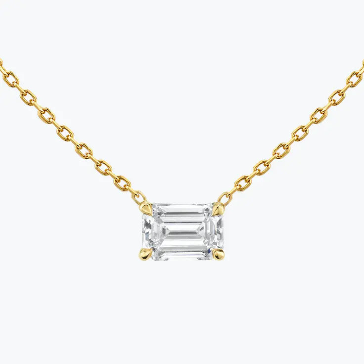 0.25-1.0ct Emerald-Cut Solitaire Moissanite Diamond Layering Necklace 3 0.25-1.0ct Emerald-Cut Solitaire Moissanite Diamond Layering Necklace 3