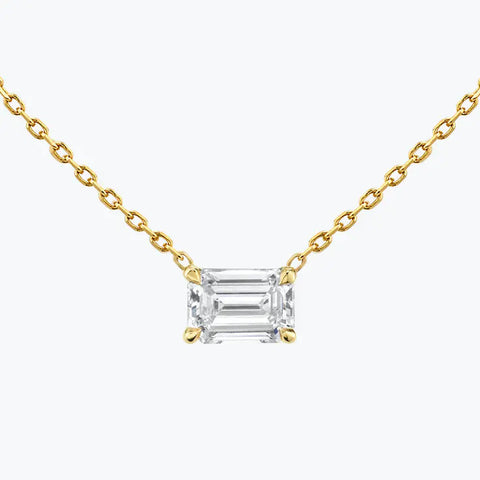 0.25-1.0ct Emerald-Cut Solitaire Moissanite Diamond Layering Necklace 3 0.25-1.0ct Emerald-Cut Solitaire Moissanite Diamond Layering Necklace 3