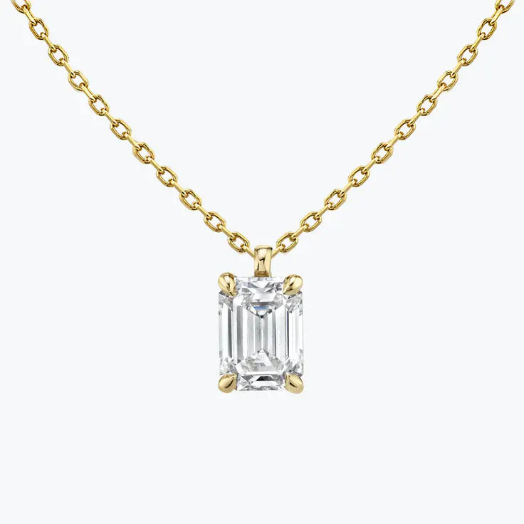 0.25-1.0ct Emerald Cut Solitaire Moissanite Diamond Necklace 2 0.25-1.0ct Emerald Cut Solitaire Moissanite Diamond Necklace 2