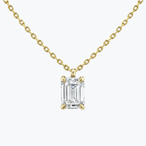 0.25-1.0ct Emerald Cut Solitaire Moissanite Diamond Necklace 2 0.25-1.0ct Emerald Cut Solitaire Moissanite Diamond Necklace 2