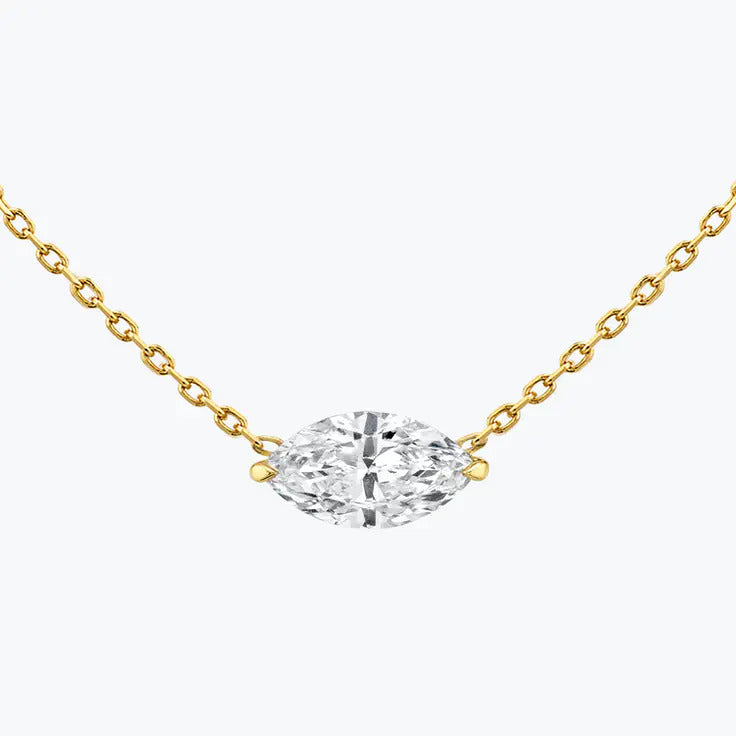 0.25-1.0ct Marquise Cut Solitaire Moissanite Diamond Necklace 2 0.25-1.0ct Marquise Cut Solitaire Moissanite Diamond Necklace 2