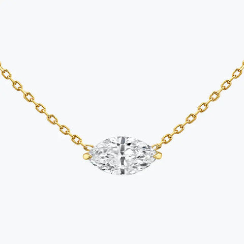 0.25-1.0ct Marquise Cut Solitaire Moissanite Diamond Necklace 2 0.25-1.0ct Marquise Cut Solitaire Moissanite Diamond Necklace 2