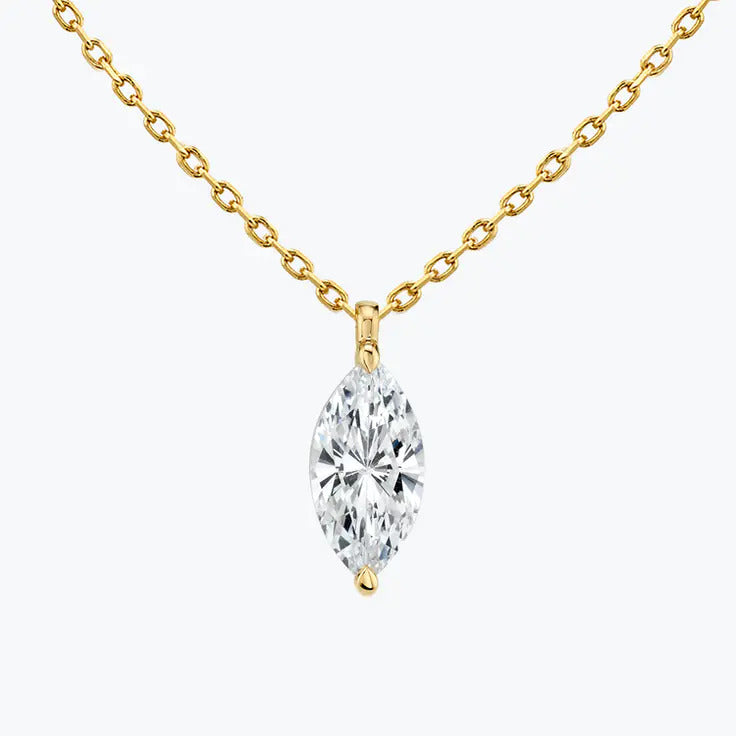 0.25-1.0ct Marquise Cut Solitaire Moissanite Diamond Necklace 2 0.25-1.0ct Marquise Cut Solitaire Moissanite Diamond Necklace 2