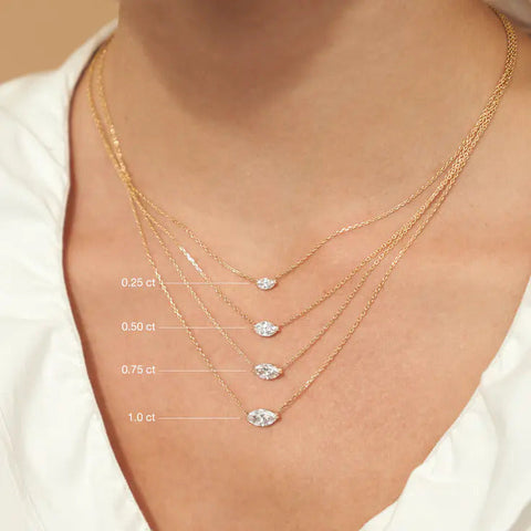 0.25-1.0ct Marquise Cut Solitaire Moissanite Diamond Necklace 1 0.25-1.0ct Marquise Cut Solitaire Moissanite Diamond Necklace 1