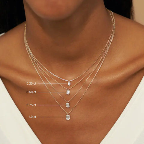 0.25-1.0ct Emerald Cut Solitaire Moissanite Diamond Necklace 1 0.25-1.0ct Emerald Cut Solitaire Moissanite Diamond Necklace 1