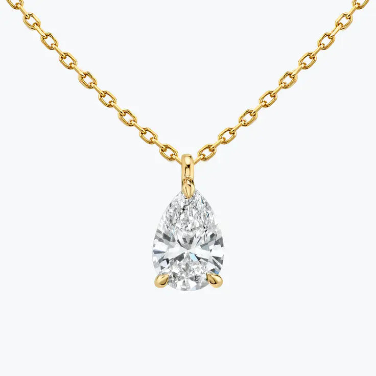 0.25-1.0ct Pear Cut Solitaire Moissanite Diamond Layering Necklace 3 0.25-1.0ct Pear Cut Solitaire Moissanite Diamond Layering Necklace 3