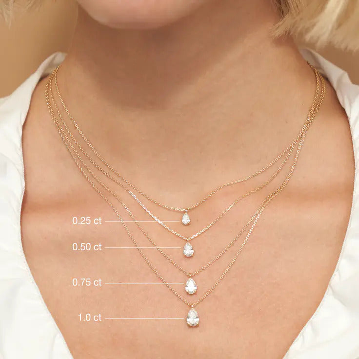 0.25-1.0ct Pear Cut Solitaire Moissanite Diamond Necklace 1 0.25-1.0ct Pear Cut Solitaire Moissanite Diamond Necklace 1
