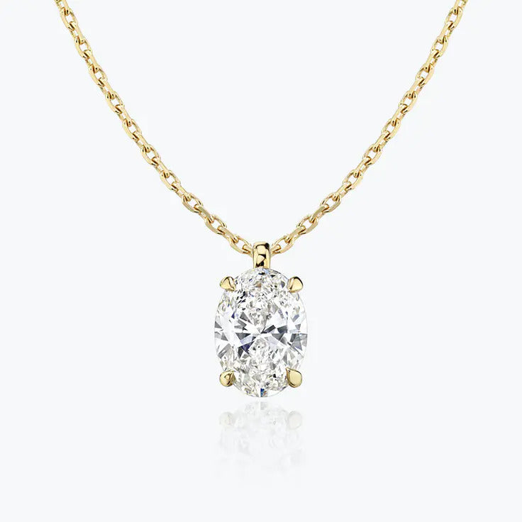 0.25-1.0ct Oval Cut Solitaire Moissanite Diamond Necklace 2 0.25-1.0ct Oval Cut Solitaire Moissanite Diamond Necklace 2
