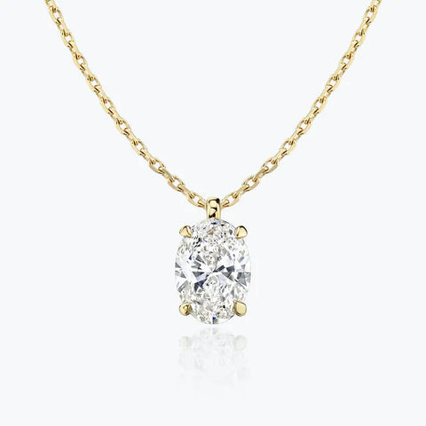 0.25-1.0ct Oval Cut Solitaire Moissanite Diamond Necklace 2 0.25-1.0ct Oval Cut Solitaire Moissanite Diamond Necklace 2